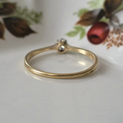 Vintage 14k gouden solitair verlovingsring diamant 0.15ct