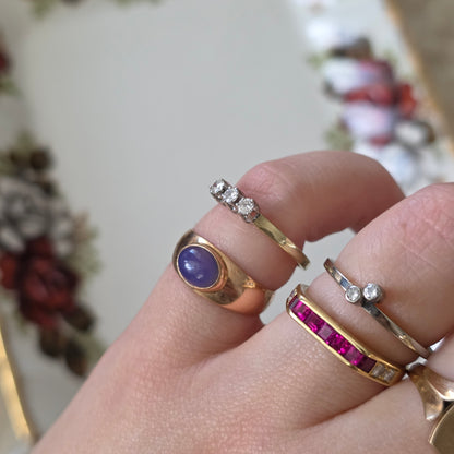 Vintage 14k witgouden ring met diamanten 0.04ct