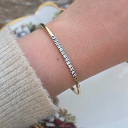 Vintage 14k gouden bangle armband met 13 diamanten