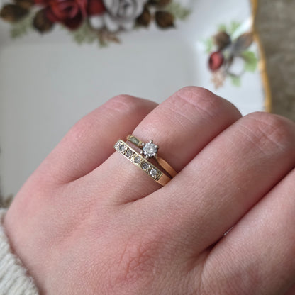 Vintage 14k gouden solitair verlovingsring diamant 0.15ct