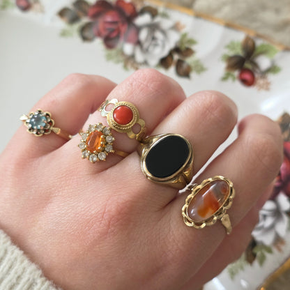 Vintage 18k gouden ring met citrien en kwarts