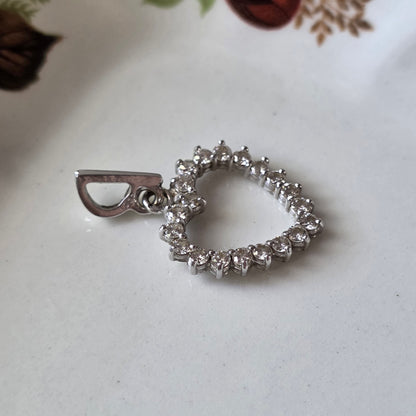 Vintage 14k witgouden hanger hart diamanten 0.2ct