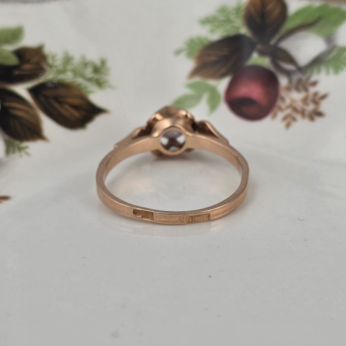 Vintage 14k roségouden ring solitair alexandriet