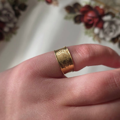 Vintage 18k ring met gravure