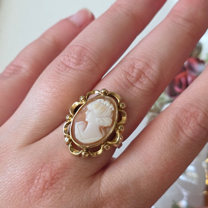 Vintage 14k gouden ring met camee