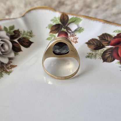 Vintage 8k zegelring met groene toermalijn