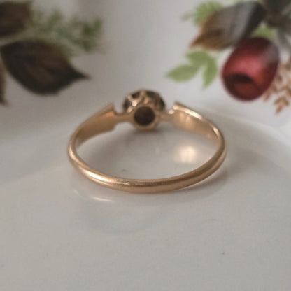 Antieke 14k roségouden ring met roosdiamant