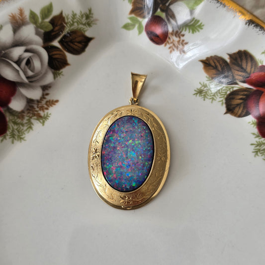 Vintage 14k gouden hanger opaal statement