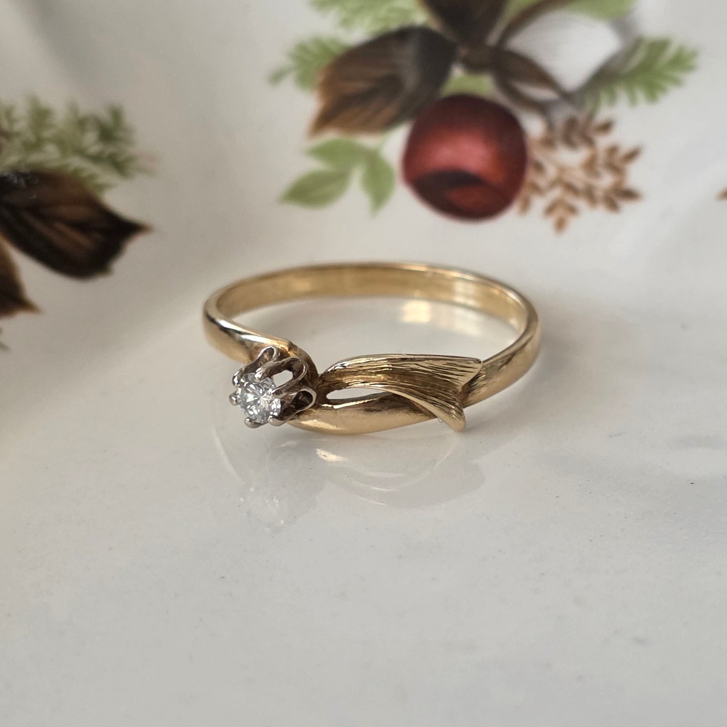 Vintage 14k gouden ring diamant 0.1ct