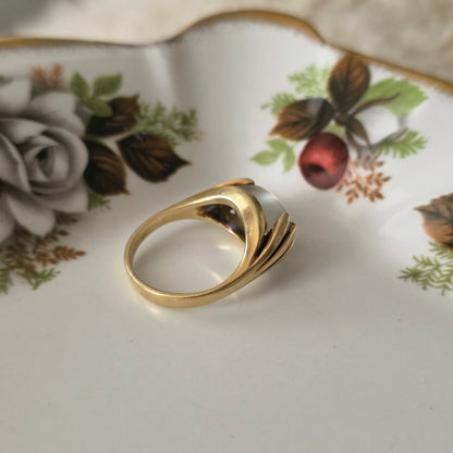 Vintage 14k gouden ring met maansteen cabochon