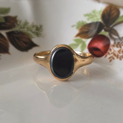 Vintage 18k gouden zegelring hematiet