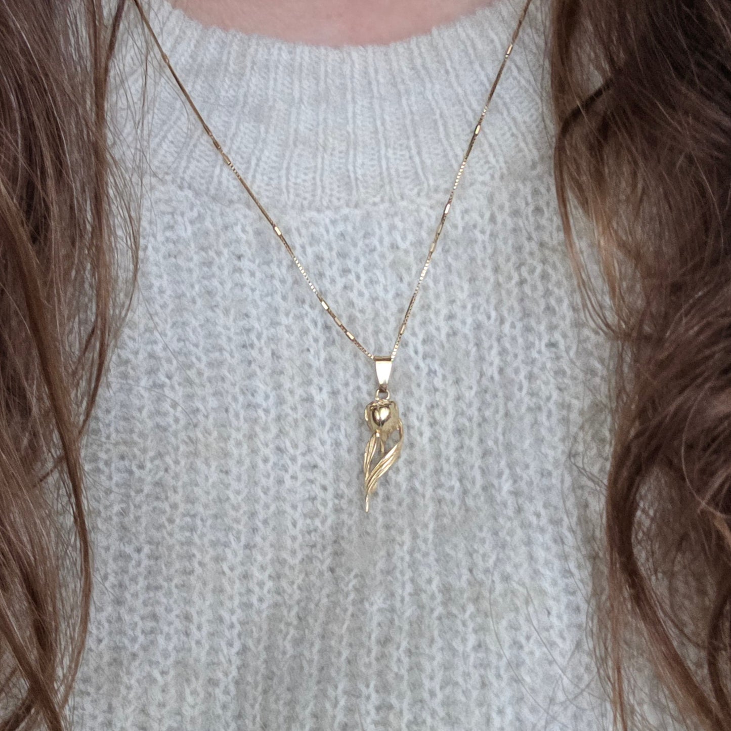 Vintage 14k gouden hanger tulp