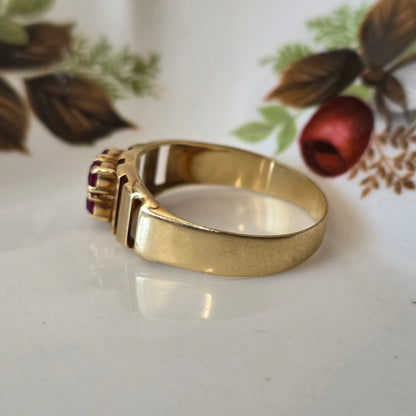Vintage 14k gold ring with diamonds and ruby