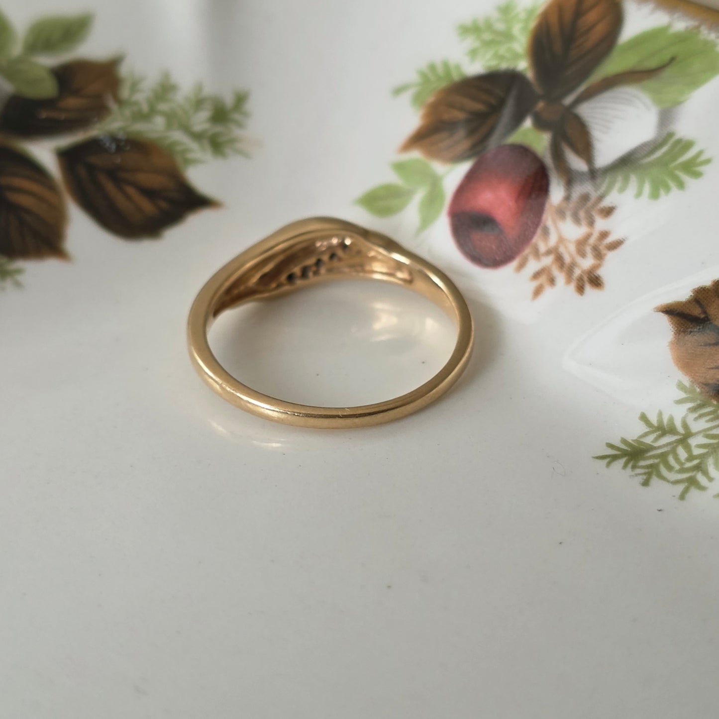 Vintage 14k gouden ring met diamantjes