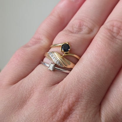 Vintage 14k gouden ring solitair saffier