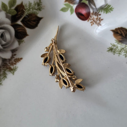 Vintage 14k gouden broche met diamant en lapis lazuli