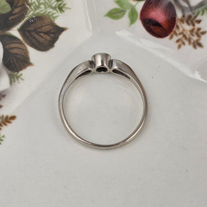 Vintage 14k witgouden ring diamant trilogy 0.17ct