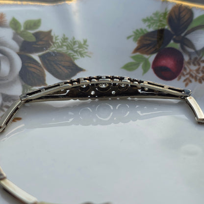 Antieke 14k wit gouden Art Deco diamanten armband