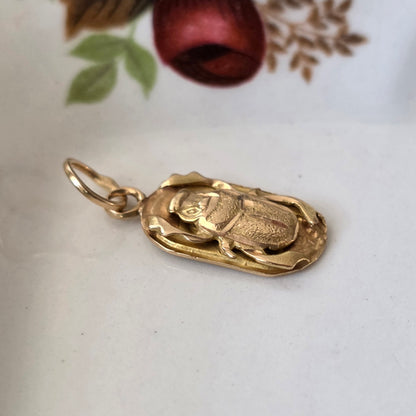 Vintage 18k gouden hanger scarabee