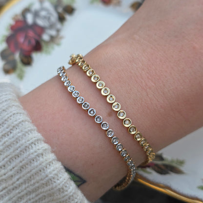 Vintage 14k geel gouden diamant tennisarmband 1ct