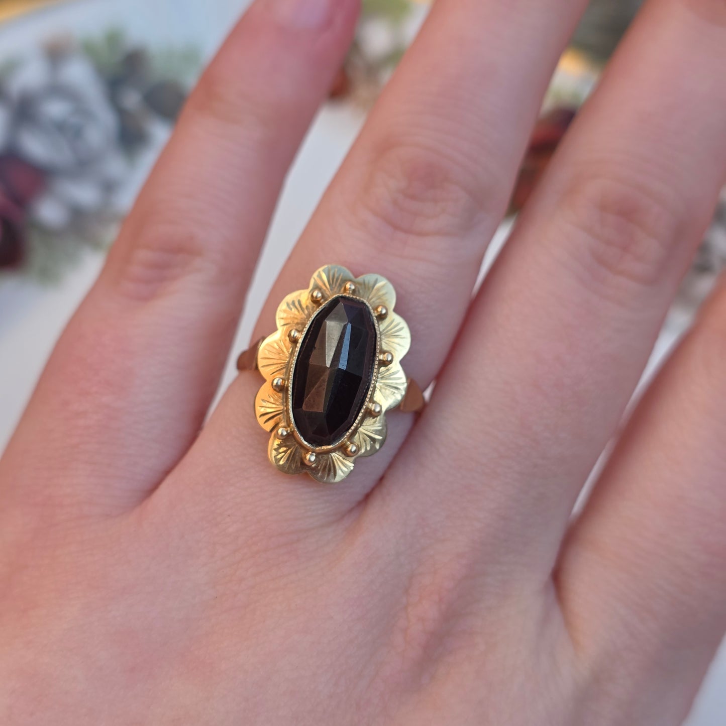 Vintage 14k gouden ring granaat