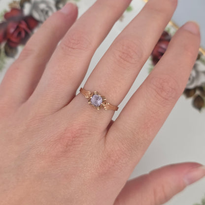 Vintage 14k roségouden ring solitair alexandriet