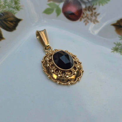 Vintage 14k gouden hanger granaat