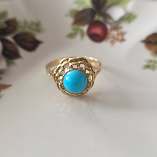 Vintage 14k ring met imitatie turquoise