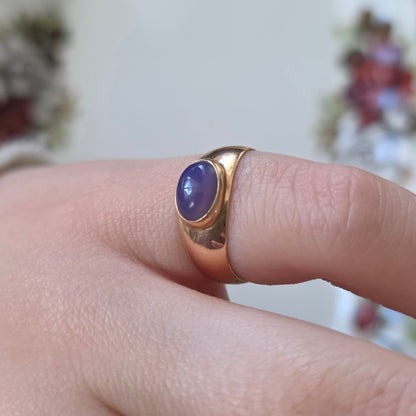 Vintage 18k gouden ring chalcedoon