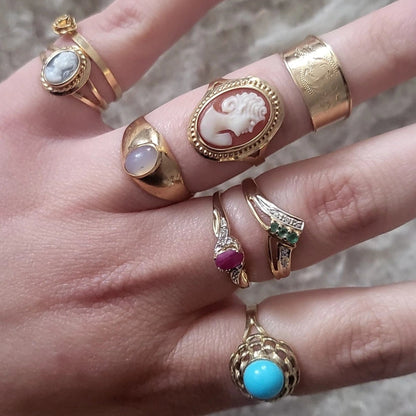 Vintage 18k ring met bloem