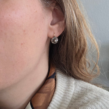 Antique 14k gold and silver rose-cut diamond dormeuse earrings