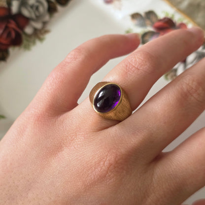 Vintage 14k gouden zegel ring met amethist