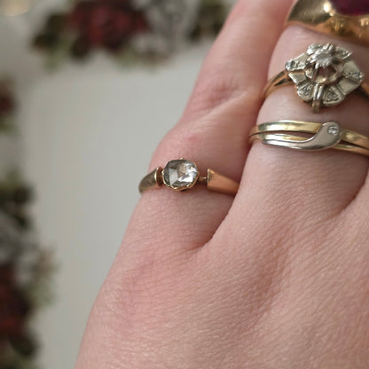 Antieke 14k roségouden ring met roosdiamant