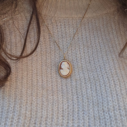Vintage 14k gouden hanger camee