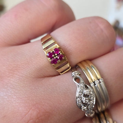 Vintage 14k witgouden ring met 13 diamanten