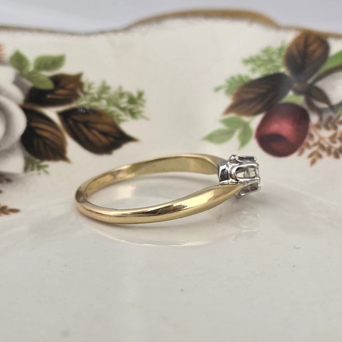 Vintage 14k gouden verlovingsring solitair diamant 0.215ct