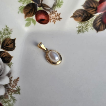 Vintage 14k gouden hanger parel cultive