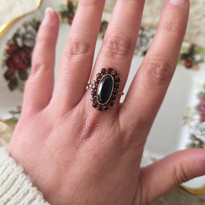 Vintage 14k gouden ring granaat entourage