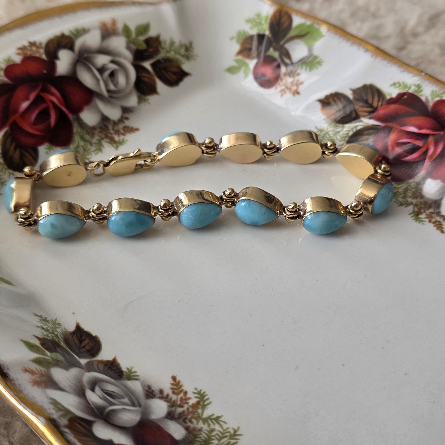 Vintage 14k gouden armband larimar