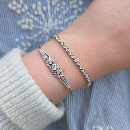 Antieke 14k wit gouden Art Deco diamanten armband