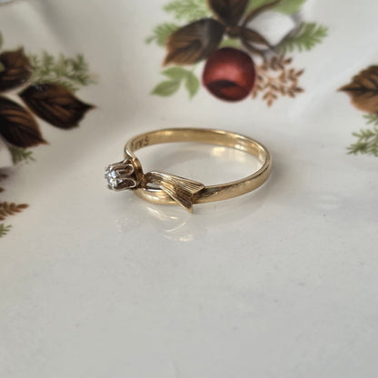 Vintage 14k gouden ring diamant 0.1ct
