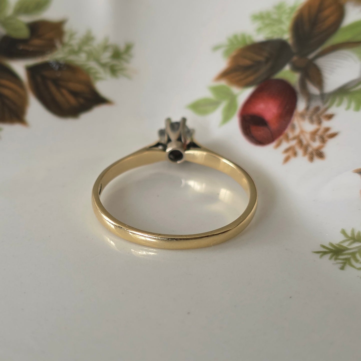 Vintage 14k gouden solitair verlovingsring diamant 0.15ct