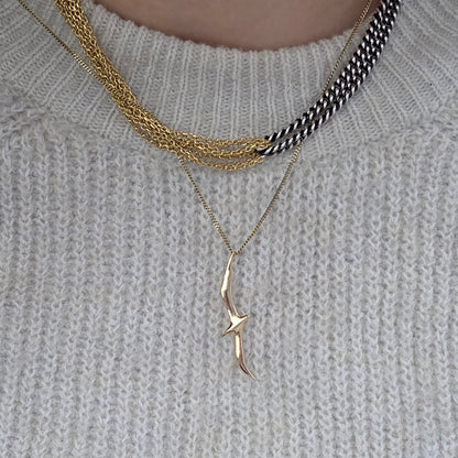 Vintage 14k gouden hanger vogel