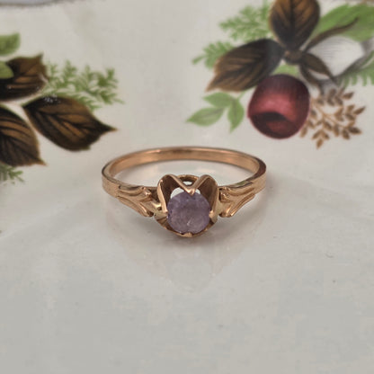 Vintage 14k roségouden ring solitair alexandriet