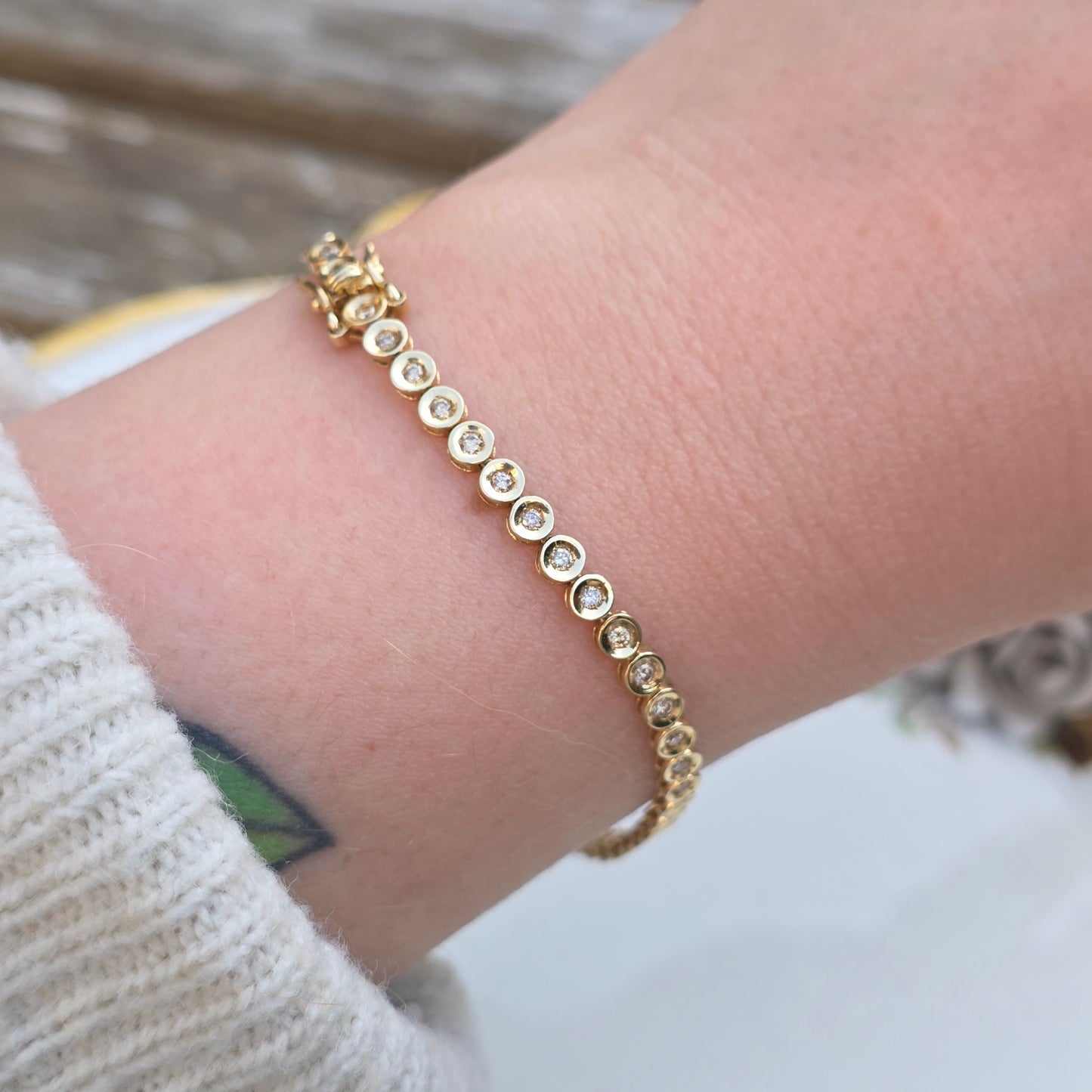 Vintage 14k geel gouden diamant tennisarmband 1ct