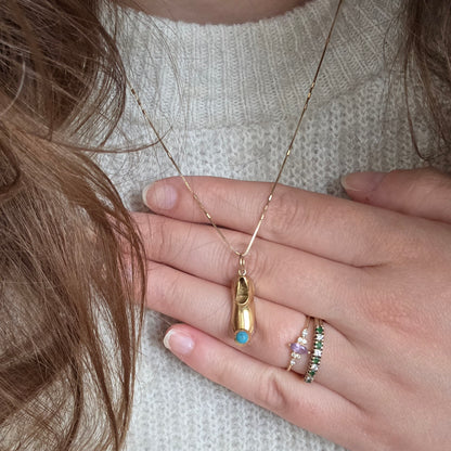 Vintage 14k gouden ring met smaragd en diamant