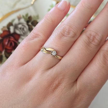 Vintage 14k gouden ring diamant 0.1ct