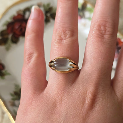 Vintage 14k gouden ring met maansteen cabochon
