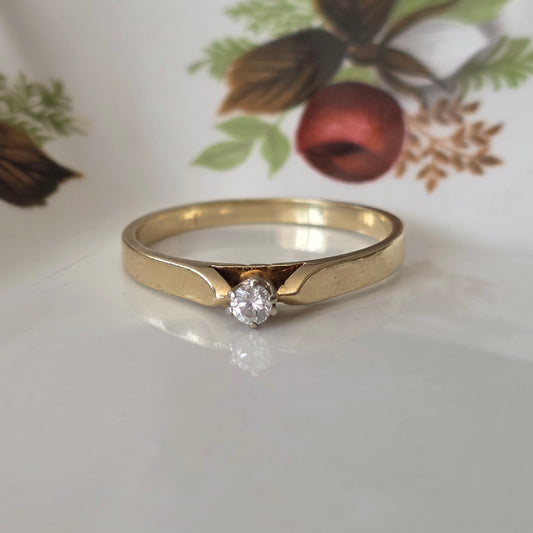 Vintage 14k gouden ring met diamant 0.08ct