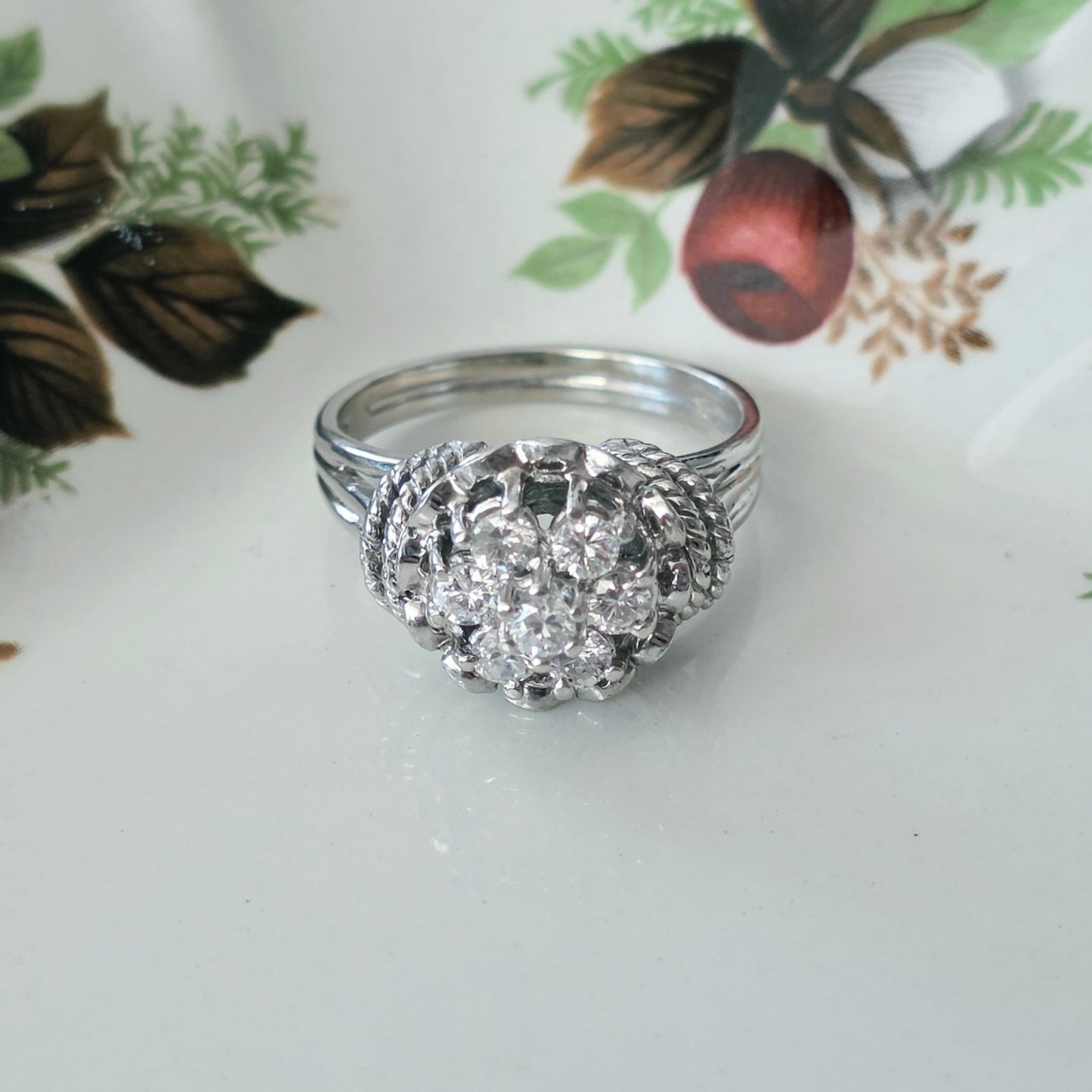 Vintage 18k witgouden ring met diamanten 0.56ct